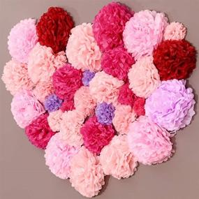 img 2 attached to Vibrant Rainbow Tissue Paper Pom Poms for Party Decor - iShyan 12 Pcs Assorted Flower Balls