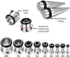 img 3 attached to 🔳 BodyJ4You 37PC Ear Gauges Kit with Aftercare Balm, Surgical Steel Tunnel Plug Taper Set - Sizes 14G-00G