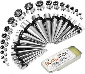 img 4 attached to 🔳 BodyJ4You 37PC Ear Gauges Kit with Aftercare Balm, Surgical Steel Tunnel Plug Taper Set - Sizes 14G-00G