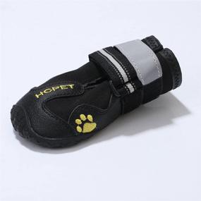 img 2 attached to 🐾 LovenCity Dog Boots: Waterproof, Reflective Straps | Snow & Rain Shoes for Medium Large Dogs | Rugged Anti-Slip Sole | Black 4PCS