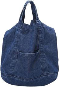 img 4 attached to 👜 Women's Stylish Denim Shoulder Crossbody Bag - Large Tote Beach Bag with Creative Design