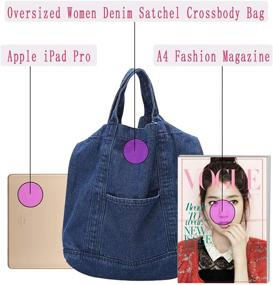 img 2 attached to 👜 Women's Stylish Denim Shoulder Crossbody Bag - Large Tote Beach Bag with Creative Design