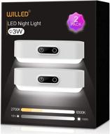 🔦 upgraded 3w touch lights by willed - 5 colors adjustable, dimmable tap lights - rechargeable stick-on lights for closet, cabinet, mirror, bedroom, reading - 2000mah battery, 2700k-6500k - 2 pack logo