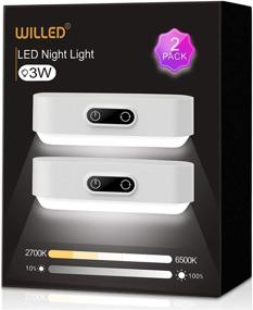 img 4 attached to 🔦 Upgraded 3W Touch Lights by WILLED - 5 Colors Adjustable, Dimmable Tap Lights - Rechargeable Stick-on Lights for Closet, Cabinet, Mirror, Bedroom, Reading - 2000mAh Battery, 2700K-6500K - 2 Pack