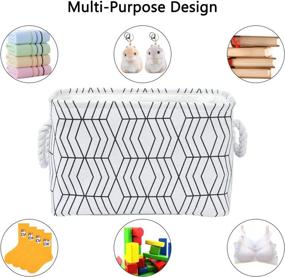 img 1 attached to 📦 Black Grids Collapsible Storage Basket Set - 3 Pack Organizer for Nursery, Home Office, Closet - Foldable Cube Linen Shelf Basket with Rope Handles - 13.8 x 7.9 x 8.5 inches