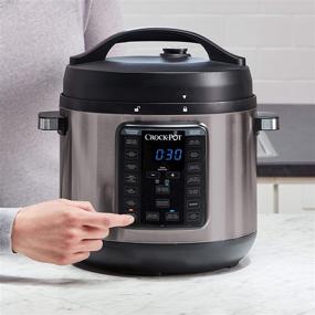 img 3 attached to 🥘 Versatile Crock-Pot 8-Quart Multi-Use XL Express Crock: Slow Cook, Pressure Cook, Boil, Simmer - Black Stainless Edition