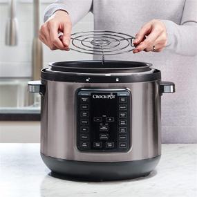 img 2 attached to 🥘 Versatile Crock-Pot 8-Quart Multi-Use XL Express Crock: Slow Cook, Pressure Cook, Boil, Simmer - Black Stainless Edition