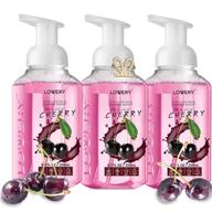 🍒 lovery foaming hand soap: pack of 3, moisturizing aloe vera & essential oils, alcohol-free - black cherry fragrance, scented hand wash for kitchen or bathroom + free crystal bracelet! logo