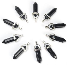 img 1 attached to Bulk Wholesale - 10 Pieces Authentic Black Onyx Hexagonal Stone Pendants for Jewelry Making, Crystal Healing Point Reiki Charms