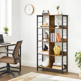 img 2 attached to 📚 VASAGLE Industrial Bookshelf: 4-Tier Bookcase with 8 Cubes - Display Storage Rack in Rustic Brown and Black - Perfect for Office, Living Room, Bedroom - 31.5 x 13 x 58.7 Inches (ULLS105B01)