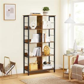 img 3 attached to 📚 VASAGLE Industrial Bookshelf: 4-Tier Bookcase with 8 Cubes - Display Storage Rack in Rustic Brown and Black - Perfect for Office, Living Room, Bedroom - 31.5 x 13 x 58.7 Inches (ULLS105B01)