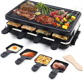 img 4 attached to 🔥 Multi-functional Electric Indoor Smokeless Grill: Perfect for Family Thanksgiving, Christmas Party, and Barbecue - Includes Grill Pans, Wooden Spatula, Non-Stick Grill Plate - Ideal for Cooking Cheese, Korean BBQ, and Raclette - Indoor and Outdoor Usage