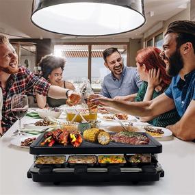 img 2 attached to 🔥 Multi-functional Electric Indoor Smokeless Grill: Perfect for Family Thanksgiving, Christmas Party, and Barbecue - Includes Grill Pans, Wooden Spatula, Non-Stick Grill Plate - Ideal for Cooking Cheese, Korean BBQ, and Raclette - Indoor and Outdoor Usage