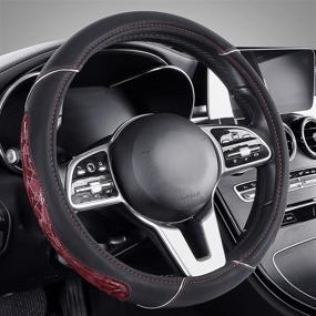img 4 attached to Steering Wheel Cover With Stylish Geome Pattern Interior Accessories