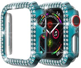 img 3 attached to Bling Case Compatible With Apple Watch Series 3/2/1 PC Diamonds Bumper Face Cover For Iwatch 42Mm (Transparent Blue