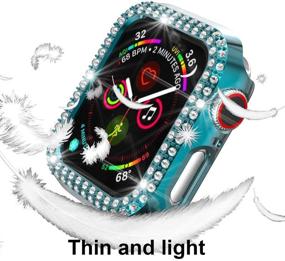 img 2 attached to Bling Case Compatible With Apple Watch Series 3/2/1 PC Diamonds Bumper Face Cover For Iwatch 42Mm (Transparent Blue