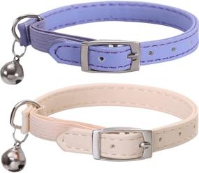 img 4 attached to 🐱 Lamphyface Leather Cat Collar: Safe and Stylish Elastic Strap with Bell for Small Pets Cats Kitty