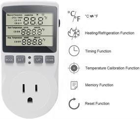 img 2 attached to 🌡️ KETOTEK Digital Thermostat Outlet Plug: Temperature Controller Socket for Heating Cooling - 120V, 15A, Heater Fan, Celsius/Fahrenheit Display