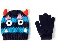 🧸 accsa toddler kids boy knit winter beanie hat & glove set dino monster crocodile – cute and warm accessories for boys logo