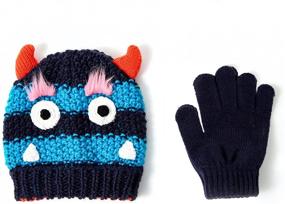 img 4 attached to 🧸 accsa Toddler Kids Boy Knit Winter Beanie Hat & Glove Set Dino Monster Crocodile – Cute and Warm Accessories for Boys