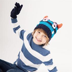 img 3 attached to 🧸 accsa Toddler Kids Boy Knit Winter Beanie Hat & Glove Set Dino Monster Crocodile – Cute and Warm Accessories for Boys