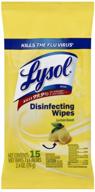 🍋 lysol disinfecting wipes lemon scent to-go pack - 15 count (6-pack) logo
