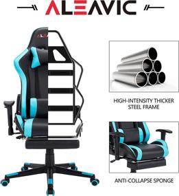 img 2 attached to 🎮 ALEAVIC Teal/Black Gaming Chair: High Back, Ergonomic, Adjustable, with Footrest, Headrest and Lumbar Support - Perfect for Adults!