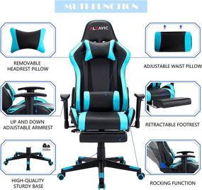 img 1 attached to 🎮 ALEAVIC Teal/Black Gaming Chair: High Back, Ergonomic, Adjustable, with Footrest, Headrest and Lumbar Support - Perfect for Adults!