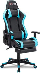 img 4 attached to 🎮 ALEAVIC Teal/Black Gaming Chair: High Back, Ergonomic, Adjustable, with Footrest, Headrest and Lumbar Support - Perfect for Adults!