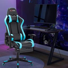 img 3 attached to 🎮 ALEAVIC Teal/Black Gaming Chair: High Back, Ergonomic, Adjustable, with Footrest, Headrest and Lumbar Support - Perfect for Adults!