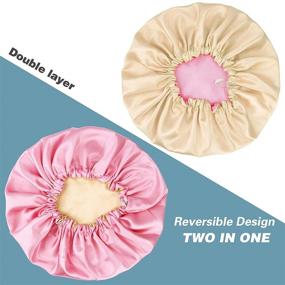 img 3 attached to 🧖 2-Pack Reversible Satin Sleep Cap and Shower Cap | Adjustable Double-Layered Satin Sleeping Cap for Women | Ideal for Sleeping or Bathing | Pink-Blue