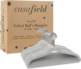 img 1 attached to 👕 Casafield 50 Velvet Kids Hangers - 14 Inch Size for Children's Clothes - Gray