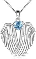 👼 yfn angel wings necklace: sparkling birthstone pendant in 925 sterling silver for women's guardian angel jewelry gifts logo