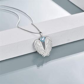 img 3 attached to 👼 YFN Angel Wings Necklace: Sparkling Birthstone Pendant in 925 Sterling Silver for Women's Guardian Angel Jewelry Gifts