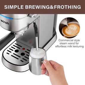 img 1 attached to ☕ Wirsh 15 Bar Espresso Machine with Milk Frother Steamer Wand: Compact Stainless Steel Coffee Maker for Cappuccino and Latte with Removable Reservoir