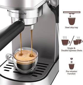 img 3 attached to ☕ Wirsh 15 Bar Espresso Machine with Milk Frother Steamer Wand: Compact Stainless Steel Coffee Maker for Cappuccino and Latte with Removable Reservoir