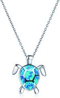 🐢 atimigo cute sea turtle opal pendant necklace - silver chain animal jewelry gift for women and girls logo