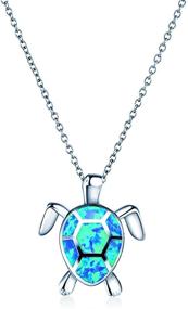 img 4 attached to 🐢 ATIMIGO Cute Sea Turtle Opal Pendant Necklace - Silver Chain Animal Jewelry Gift for Women and Girls