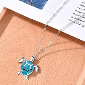 img 2 attached to 🐢 ATIMIGO Cute Sea Turtle Opal Pendant Necklace - Silver Chain Animal Jewelry Gift for Women and Girls