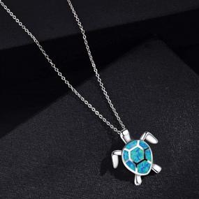 img 3 attached to 🐢 ATIMIGO Cute Sea Turtle Opal Pendant Necklace - Silver Chain Animal Jewelry Gift for Women and Girls