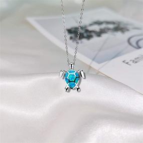 img 1 attached to 🐢 ATIMIGO Cute Sea Turtle Opal Pendant Necklace - Silver Chain Animal Jewelry Gift for Women and Girls