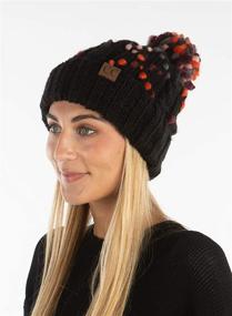 img 1 attached to Funky Junque Women's Chunky Knit Slip Stitch 🎩 Beanie with Jumbo Yarn and Feathered Pom - Hat