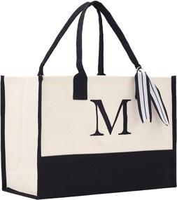 img 4 attached to 👜 Customizable INITIAL Monogram Handbags & Wallets: Personalized Cotton Canvas Women's Accessories