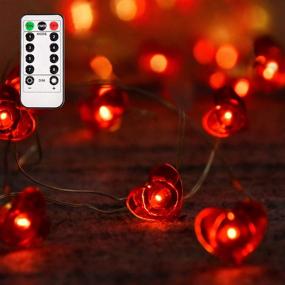 img 4 attached to 💖 Aetegit 16 Ft 50 LED Lights: Stunning Red Heart Shaped Twinkle Fairy String Lights for Valentine's Day Decor, Weddings, Anniversaries, and Mother's Day - Remote Controlled and Battery Operated!