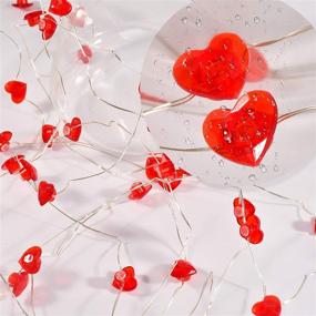 img 1 attached to 💖 Aetegit 16 Ft 50 LED Lights: Stunning Red Heart Shaped Twinkle Fairy String Lights for Valentine's Day Decor, Weddings, Anniversaries, and Mother's Day - Remote Controlled and Battery Operated!