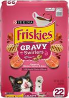 22 фунта мешок сухого корма для кошек purina friskies, gravy swirlers. логотип