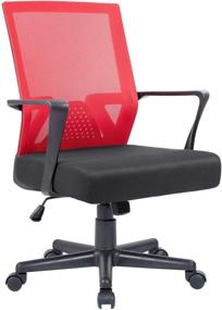 img 4 attached to 🪑 Flamaker Red Mesh Office Chair: Ergonomic Swivel Desk Chair with Lumbar Support, Armrests, and Thick Seat- Ideal for Comfortable and Productive Work