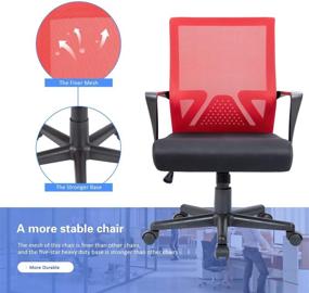 img 1 attached to 🪑 Flamaker Red Mesh Office Chair: Ergonomic Swivel Desk Chair with Lumbar Support, Armrests, and Thick Seat- Ideal for Comfortable and Productive Work