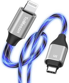 img 4 attached to 🔵 6FT Cool Light Up USB C to Lightning Cable for iPhone 12 - Fast Syncing, Apple MFi Certified Charger Cord - Blue