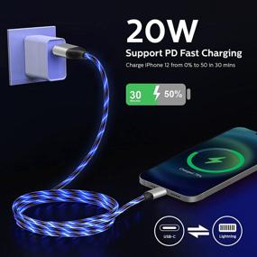 img 3 attached to 🔵 6FT Cool Light Up USB C to Lightning Cable for iPhone 12 - Fast Syncing, Apple MFi Certified Charger Cord - Blue